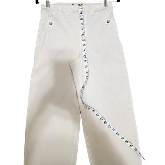 Spanx White Twill Crop Wide-Leg Cotton Blend High-Waist Pants M/M - Picture 14 of 16